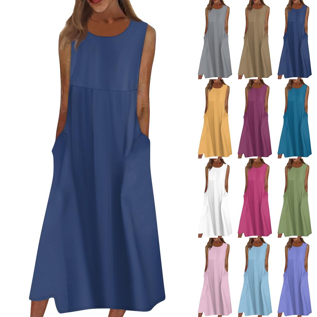 Жен. Повседневные платья с принтом Круглый вырез Классический Классический На открытом воздухе Повседневные Без рукавов Свободные платья