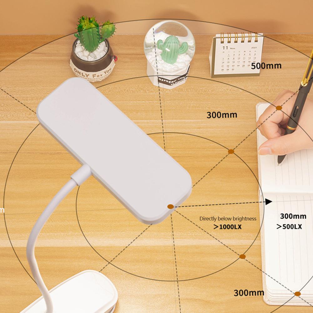 Светодиодная настольная лампа с защитой глаз и зажимом, перезаряжаемая через USB, 360°, гибкая настольная лампа для чтения в спальне, ночник