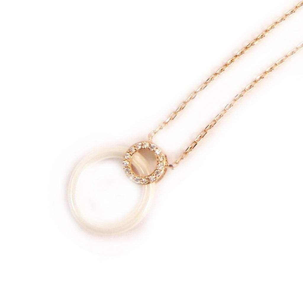 Les Trésors De Lily [L4616] - Позолоченное колье "Сисси" белое (керамика) золото розовое - 20х15 мм