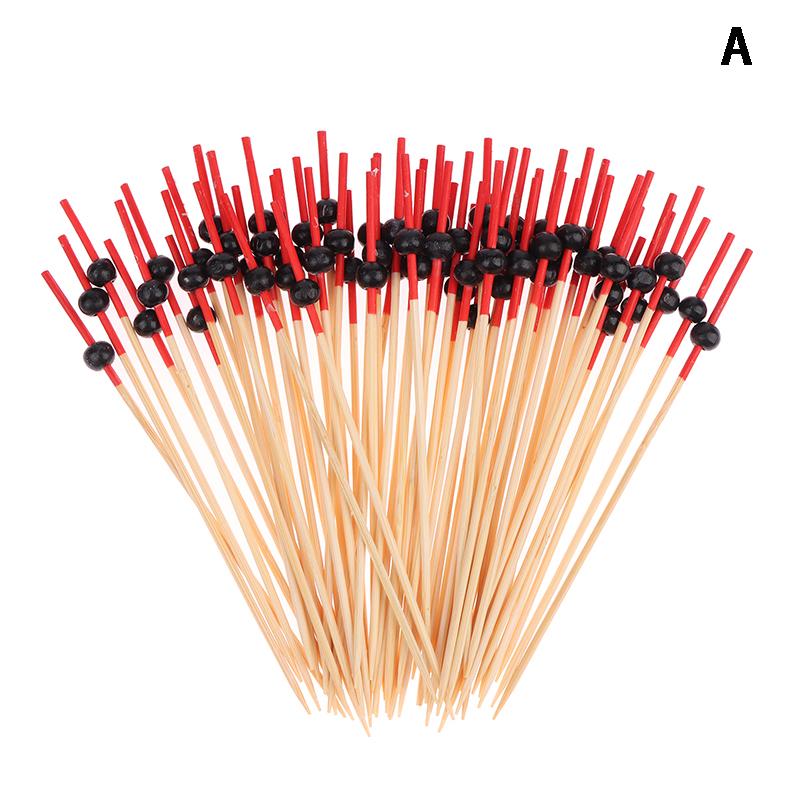 100Pcs 12Cm Bamboo Toothpicks Pick Buffet Cupcake Fruit Fork Party Dessert Salad Stick Cocktail Skewer For Wedding Party Decor