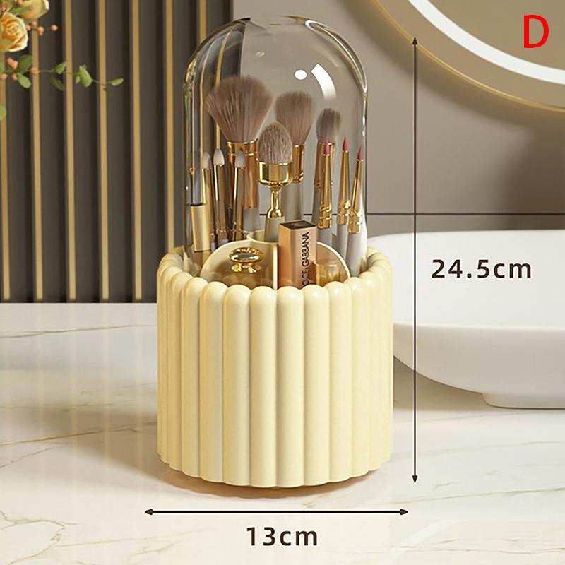 360Degree Rotating Makeup Brushes Holder With Lid Lipstick Organizer Cosmetic Storage Make Up Tools Box Jewelry Pencil Case Container