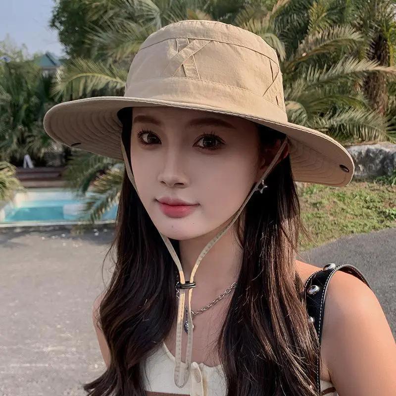 WTEMPO Ветрозащитная веревка однотонная складная шляпа весна-лето женская с широкими полями для путешествий, пляжа, походов, дышащая шляпа