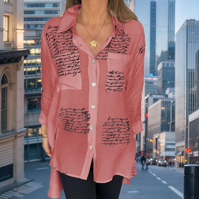Женская летняя свободная повседневная рубашка-смокинг с принтом