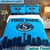 Custom Name 3PCS Seattle Logo Bedding Set,Including  Duvet Cover And 2pcs Pillowcases Perfect for Bedroom,Dormitory,Fan Christmas gift