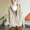 Autumn and Winter Ladies Literary Retro Solid Color Hooded Quilted Loose All-match Thin Warm Cotton Jacket