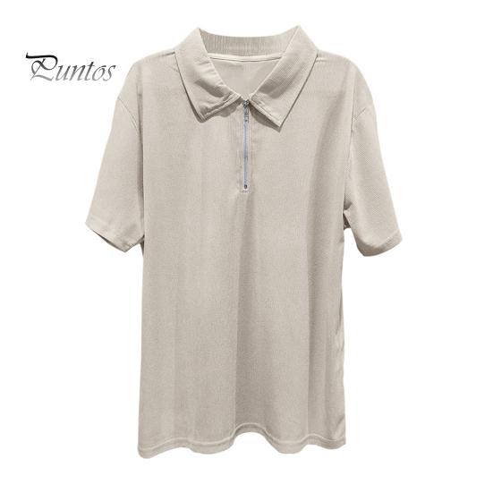 Мужская футболка с застежкой-молнией и лацканами, однотонная, с короткими рукавами, повседневная, свободная, летняя футболка для гольфа, уличной одежды, пляжа, путешествий