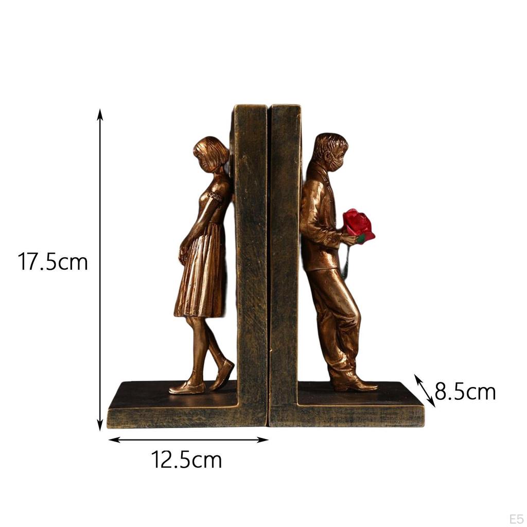 Decorative Bookends Creative Book Holder Organizer Support Couple Statue Figurine Resin