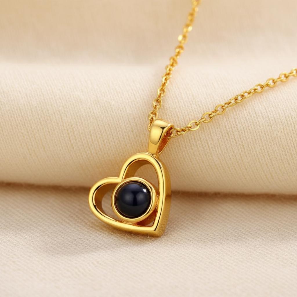 Personalized Photo Projection Necklace Stainless Steel Custom Heart Pendant with Your Picture Inside Women Birthday Jewelry