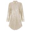 Женское свободное платье-рубашка на пуговицах с пайетками и длинными рукавами для вечеринок и клубов