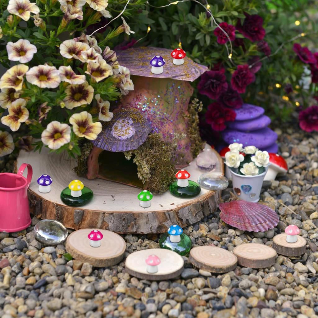 TOYANDONA 80 Штук 8 Цветов Мини-Грибы из Смолы - Миниатюрные Грибы, Милые Фигурки из Смолы для Террариума, Крошечные Искусственные Грибы, Феи, Бонсай