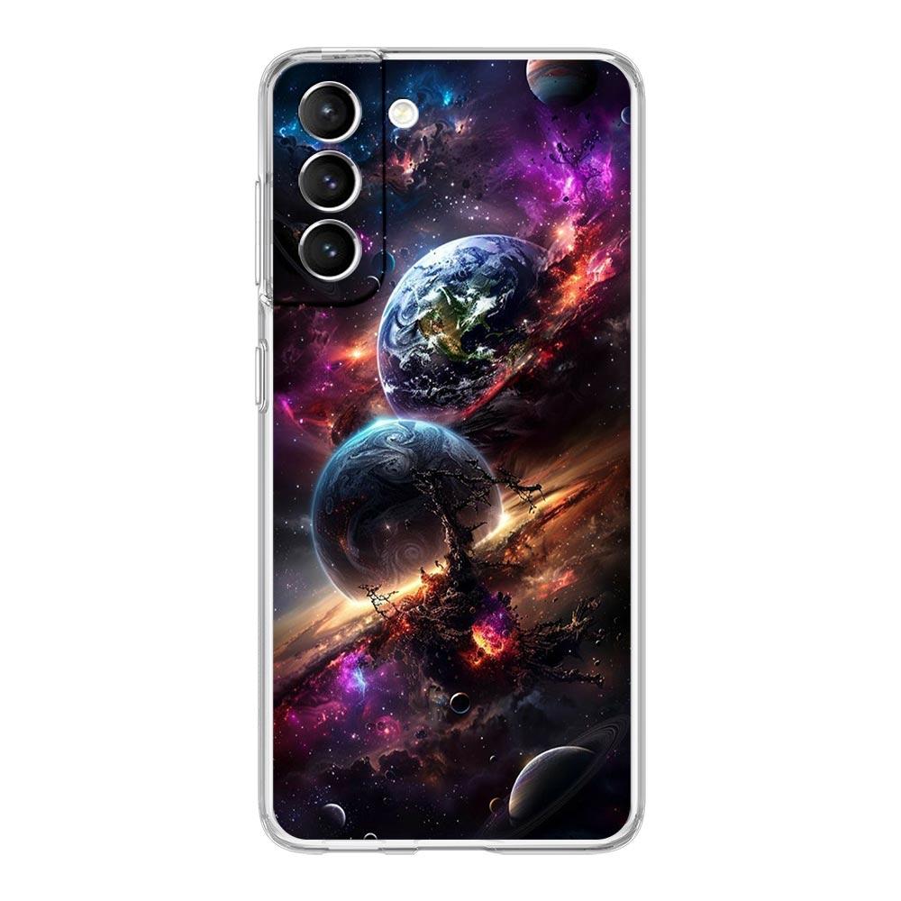 Прозрачный чехол-бампер для Samsung Galaxy S25 S24 S23 S22 S20 S21 FE Ultra S25 Edge Plus 5G Capas Вселенная Звездное небо Луна
