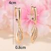 Gold Color Long Leaf Drop Earrings for Women for Women Geometric Zircon Earrings Vintage Bridal Wedding Fine Jewelry
