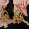 Серьги-капли в форме сердца с инкрустацией стразами для женщин, преувеличенные, ретро, легкая роскошь, темпераментные, свадебные, для невесты, циркон