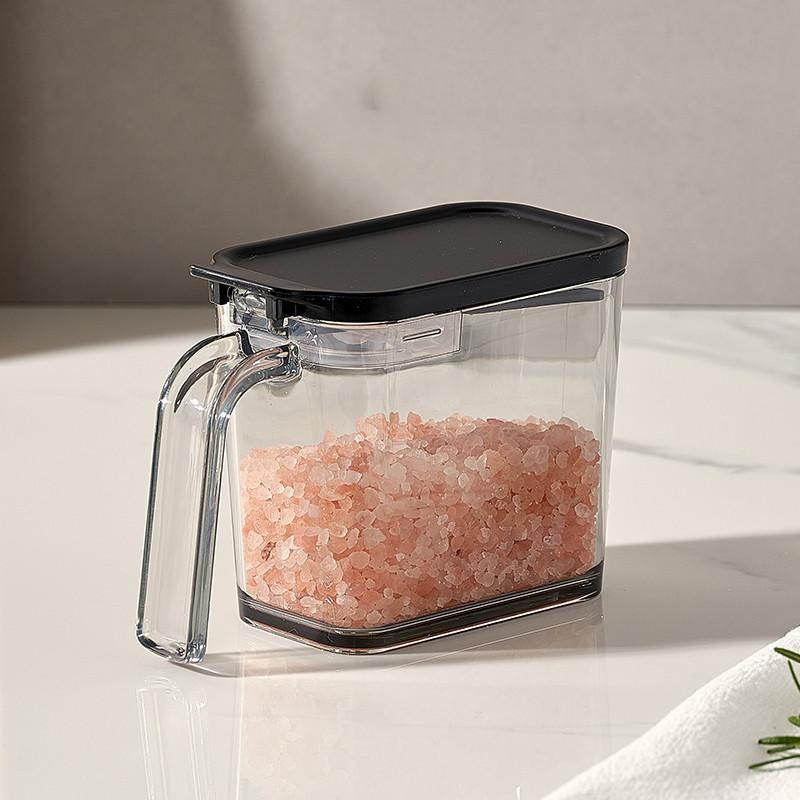 1 Sealed Pop-Top Seasoning Box with Spoon, Household Moisture-Proof Seasoning Bottle, Msg Salt Seasoning Storage Box