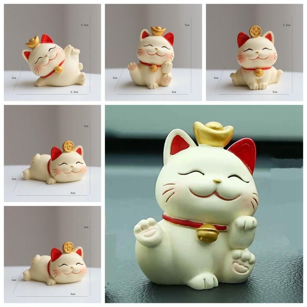 Waving Arm Mini Lucky Cat Figure Shake Head Maneki Neko Ornament Christmas