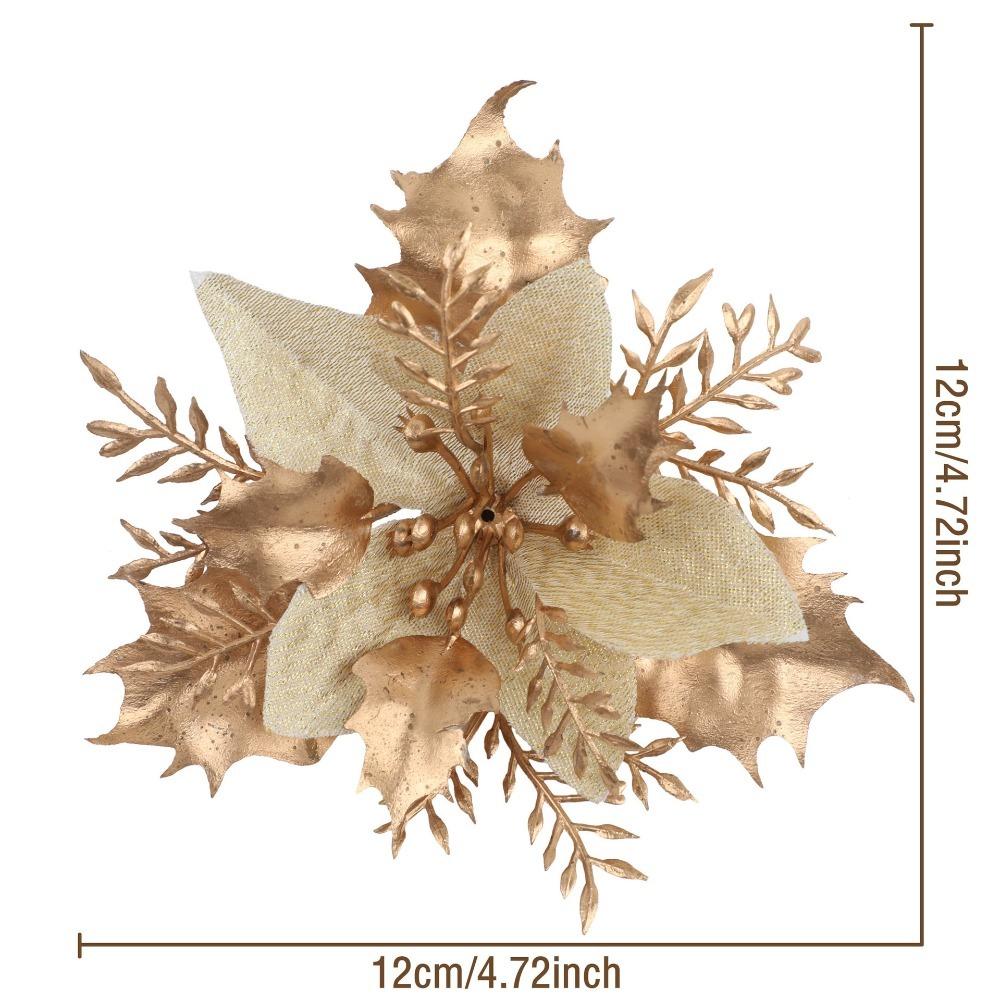 12 шт. Искусственный рождественский цветок с пайетками, блестящий 3D-симулятор цветка пуансеттии, рождественские подарки