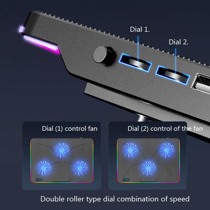 17-дюймовый игровой ноутбук, радиатор-кулер, охлаждающие подставки для ноутбука, шесть вентиляторов, светодиодный экран, два USB-порта, 2100 об/мин, регулируемый RGB-ноутбук