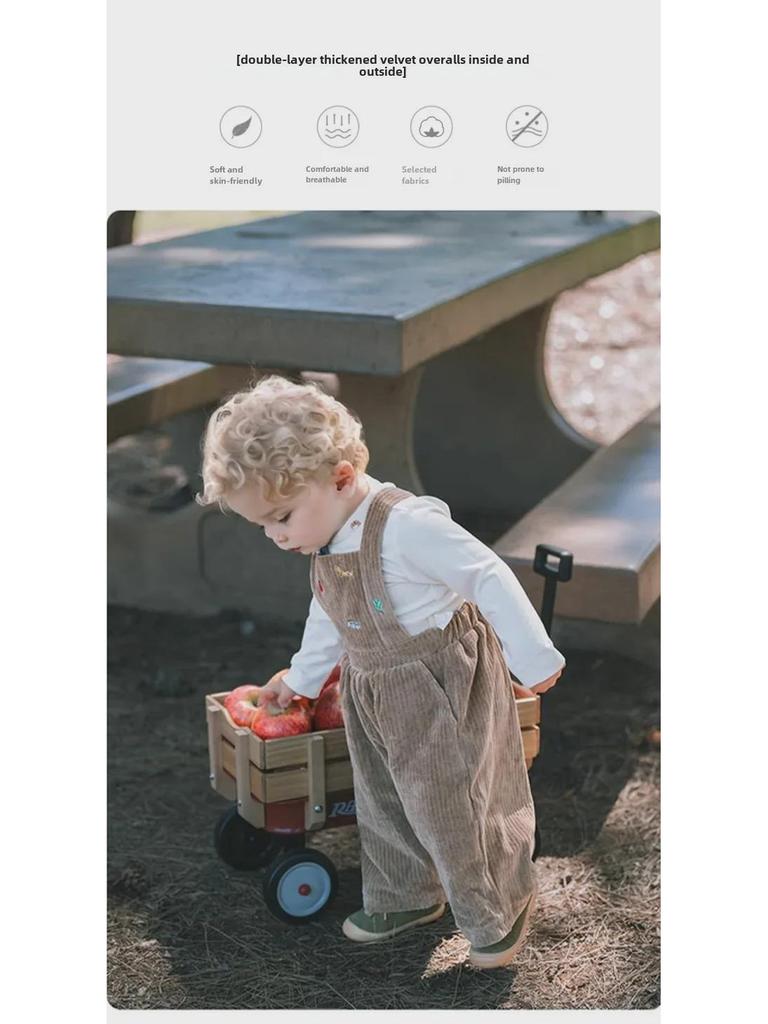 2025 Европейские и американские детские стильные комбинезоны осень/зима: Уличные штаны для мальчиков и девочек