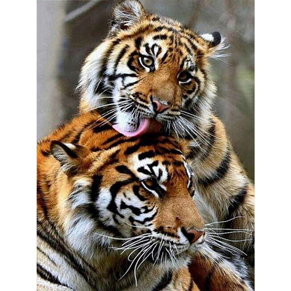 Полная квадратная/круглая алмазная живопись Горный пейзаж Горный хрусталь 5D Алмазная вышивка Тигр Олень Животное Мозаика Настенное искусство