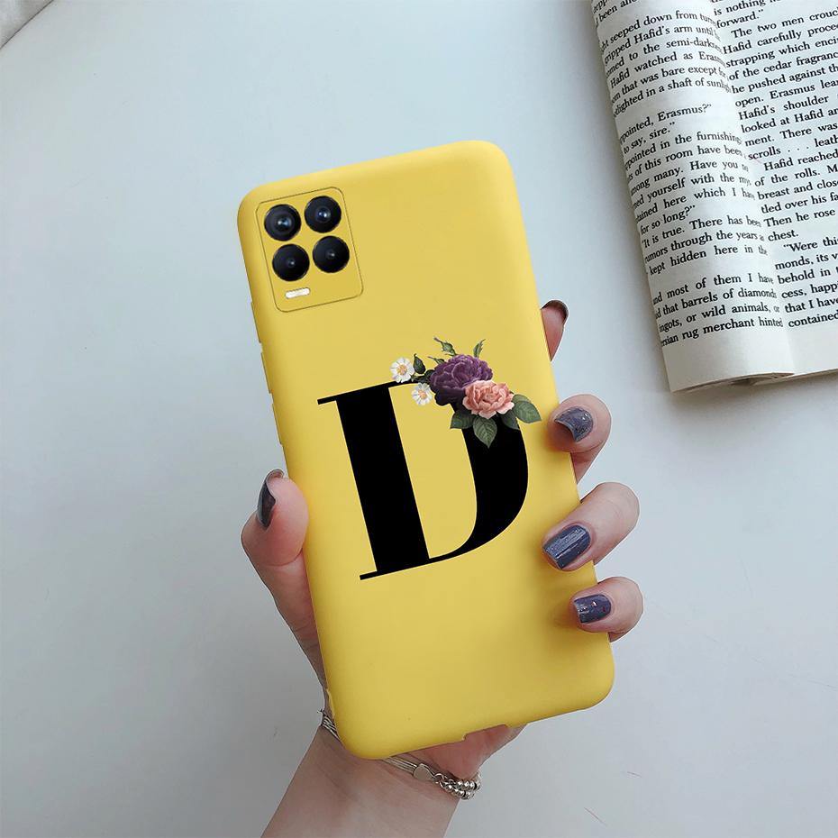 For Realme 8 Pro Case Silicon Soft Letter Monogram Flowers Phone back cover For Oppo Realme8 4G RMX3085 Realme 8 Pro Bumper Case