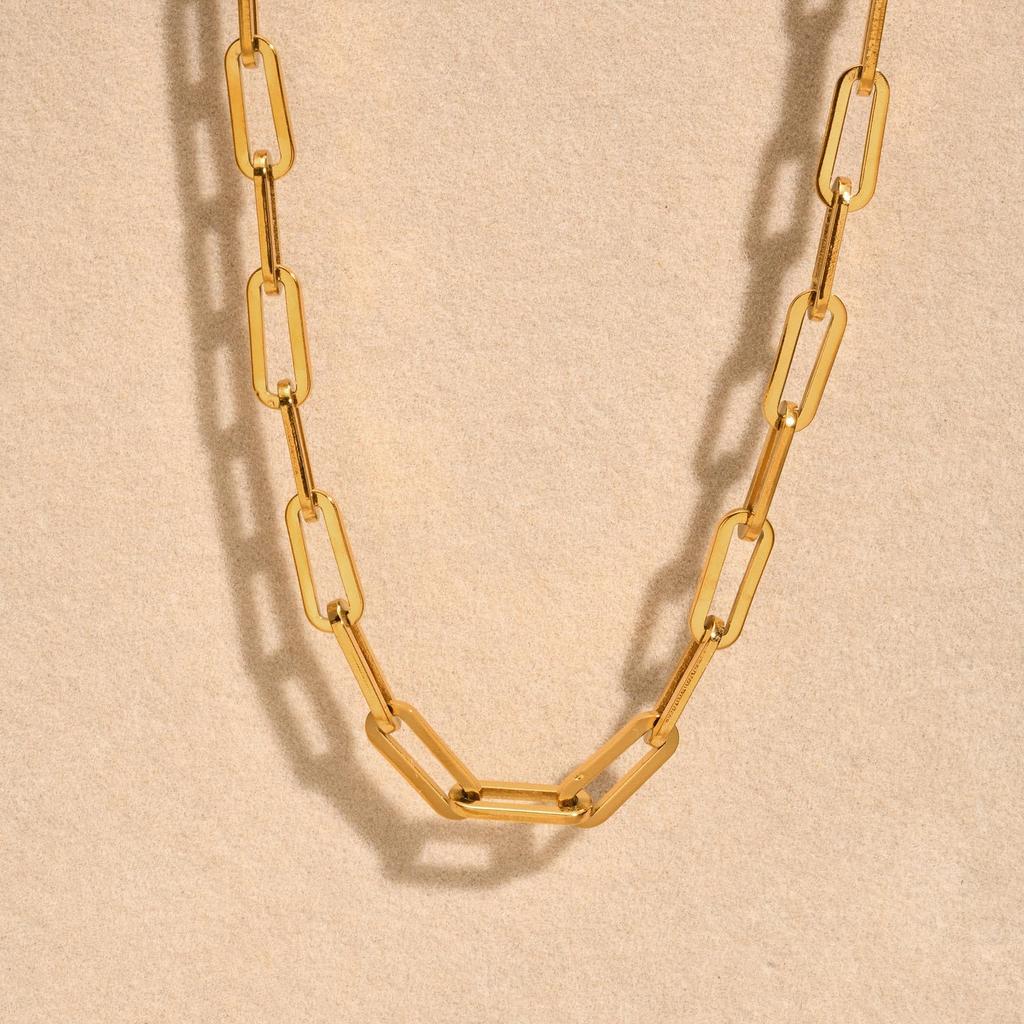 Ожерелье Нержавеющая сталь Прямоугольная цепь Толстый чокер Золотой Серебристый цвет Простой дизайн Регулируемый Унисекс Подарок Аксессуар [Rockyu] Женское & 40-45см