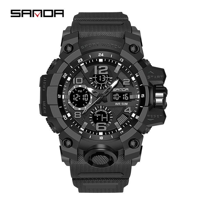 Sanda Teen Multi-functional Waterproof Sports Watch with Alarm & Luminous Display
