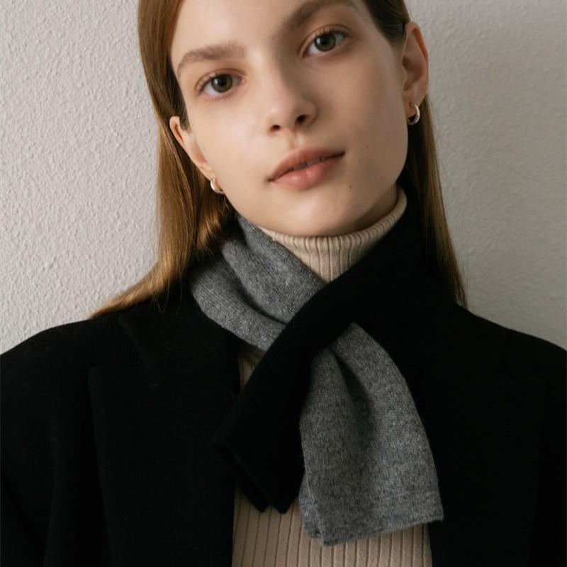 Wool Color Blocked Cross Scarf Cashmere Like Knitted Warm and Versatile Student Scarf