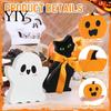 Wooden Ghost Pumpkin Black Cat Ornaments 3Pcs/Set Halloween Tiered Tray Decorations, Cute Atmosphere Props for Photos Ornaments, Block Table