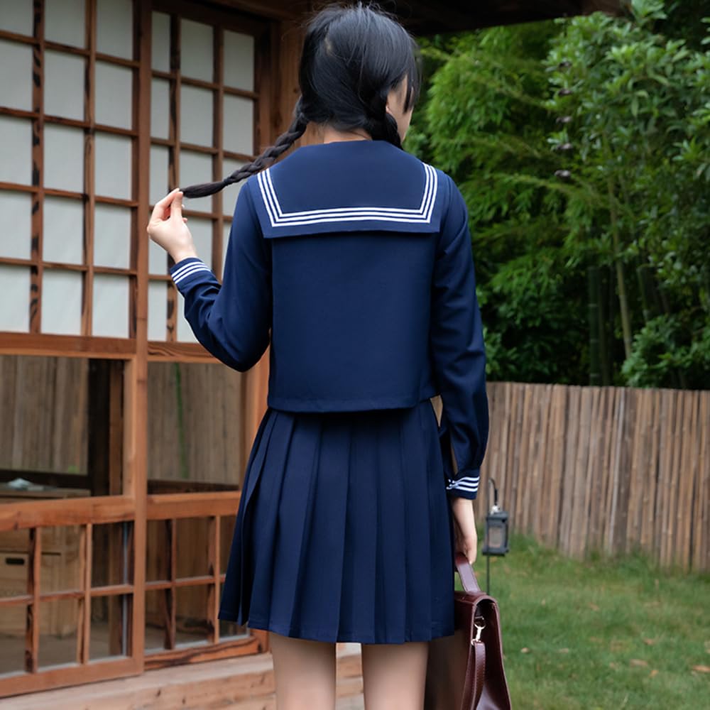 GSYCL Матросский темно-синий Хэллоуин JK Длинный открытый верх и низ Плиссированный Аутентичный темно-синий Три культурных школы Выпускная темно-синяя форма, Синий, Девушка,