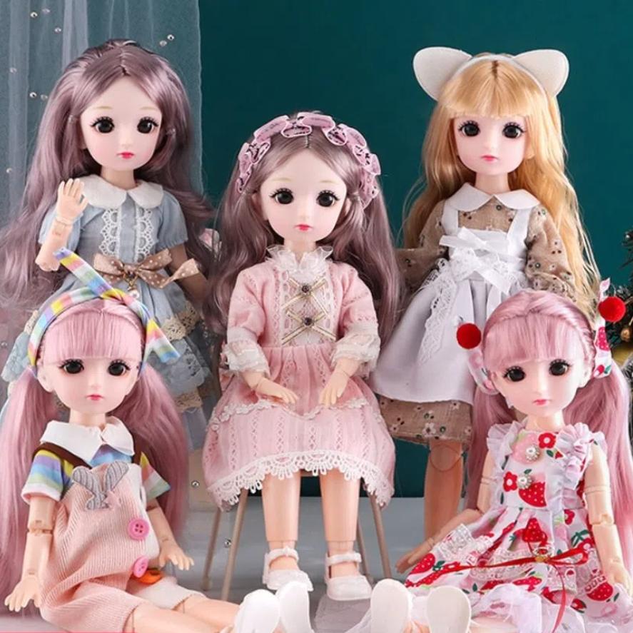 1/6 SD 30cm BJD Dolls Clothes Attractive Eyes Long Hair Dress Up Doll 23 Moveable Joints Anime Toy