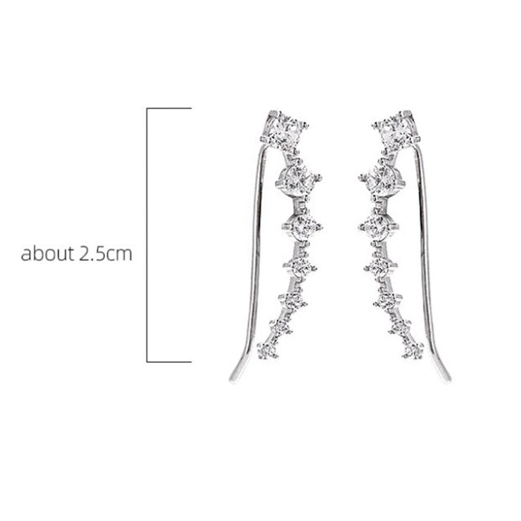 Vewant High Quality Boucles D'oreilles Piercing Rhodium Plated Classic Sparkling Piercing Ear Crawlers Climber Earrings Woman