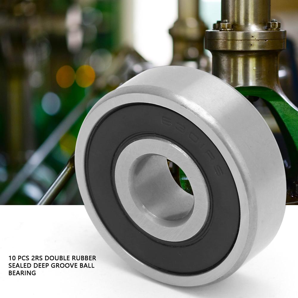 10 шт. 2RS шарикоподшипники с двойным резиновым уплотнением и глубоким желобом (12 х 37 х 12 мм(6301 2rs))