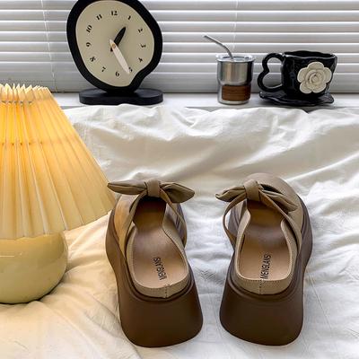 Сумка с бантом, полутапочки, женская обувь, новинка лета, толстая подошва, с юбкой, Мэри Джейн, крутые тапочки