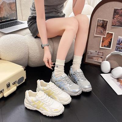 Инс корейская версия кроссовок папы осень ретро беговые спортивные кеды на платформе для увеличения роста девушки шнуровка повседневные моральные тренировочные туфли