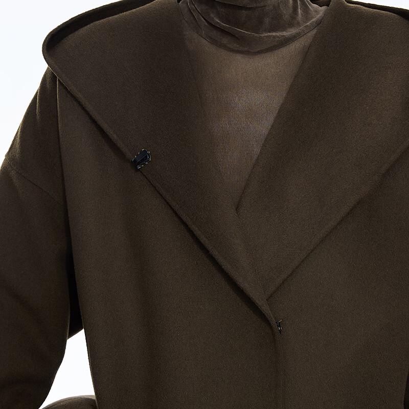 Женское пальто с капюшоном из смесовой шерсти и кашемира JNBY, Зима 2025