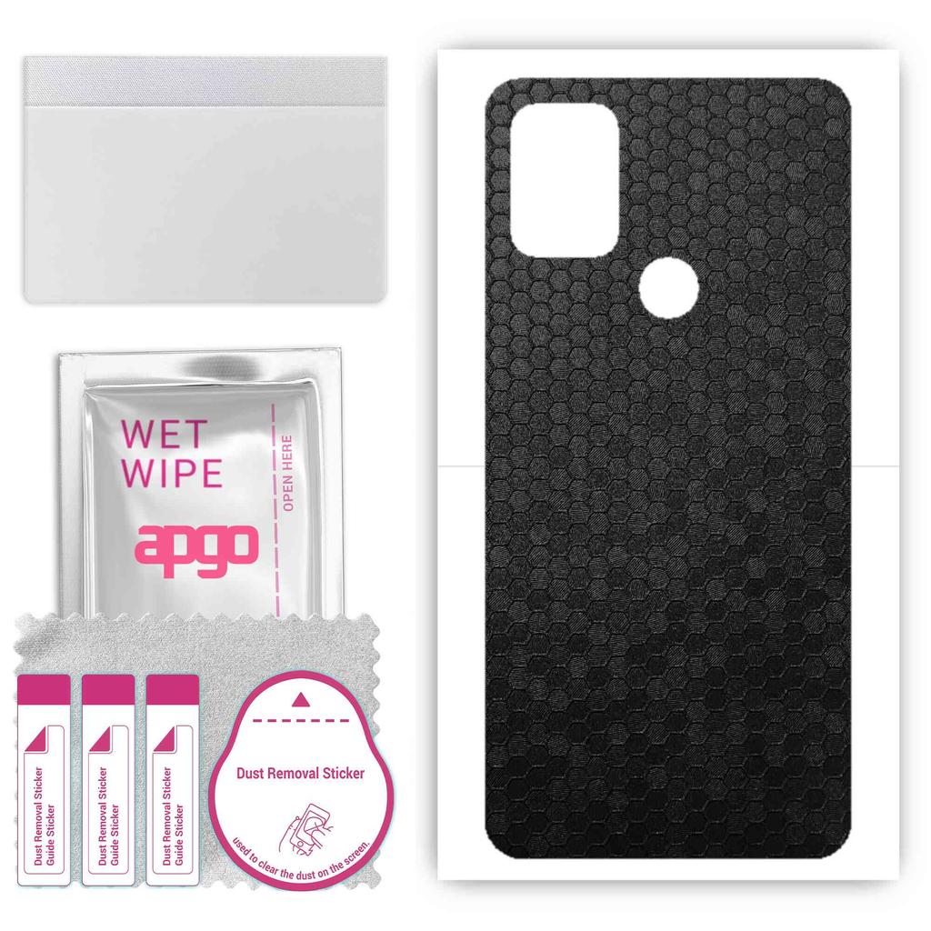 apgo Protective Skin Sticker for the back compatible with Umidigi Power 3, Wrap Film, Foil, Vinyl - Pattern Black Honeycomb