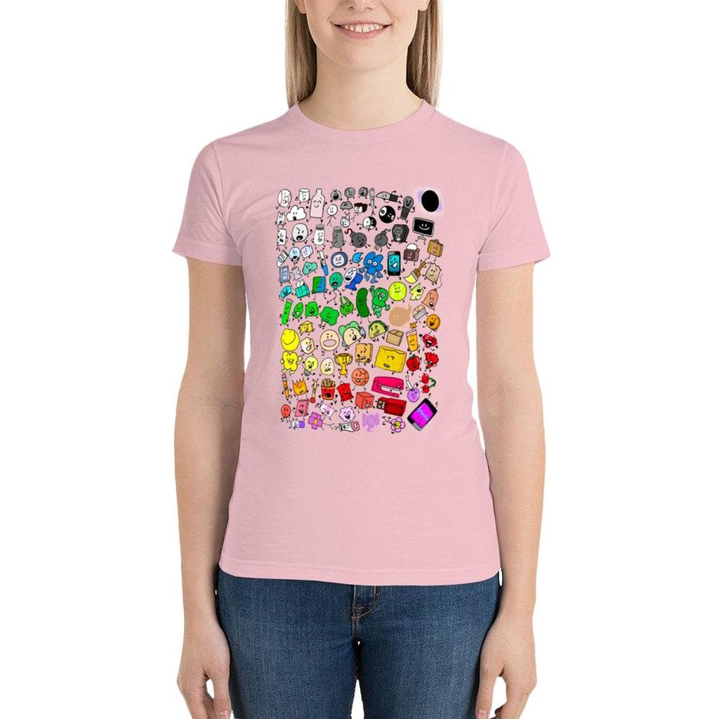 Классический Bfdi Неодушевленное Безумие Все Персонажи (прозрачный) Футболка корейская мода женские топы летняя одежда одежда для женщин