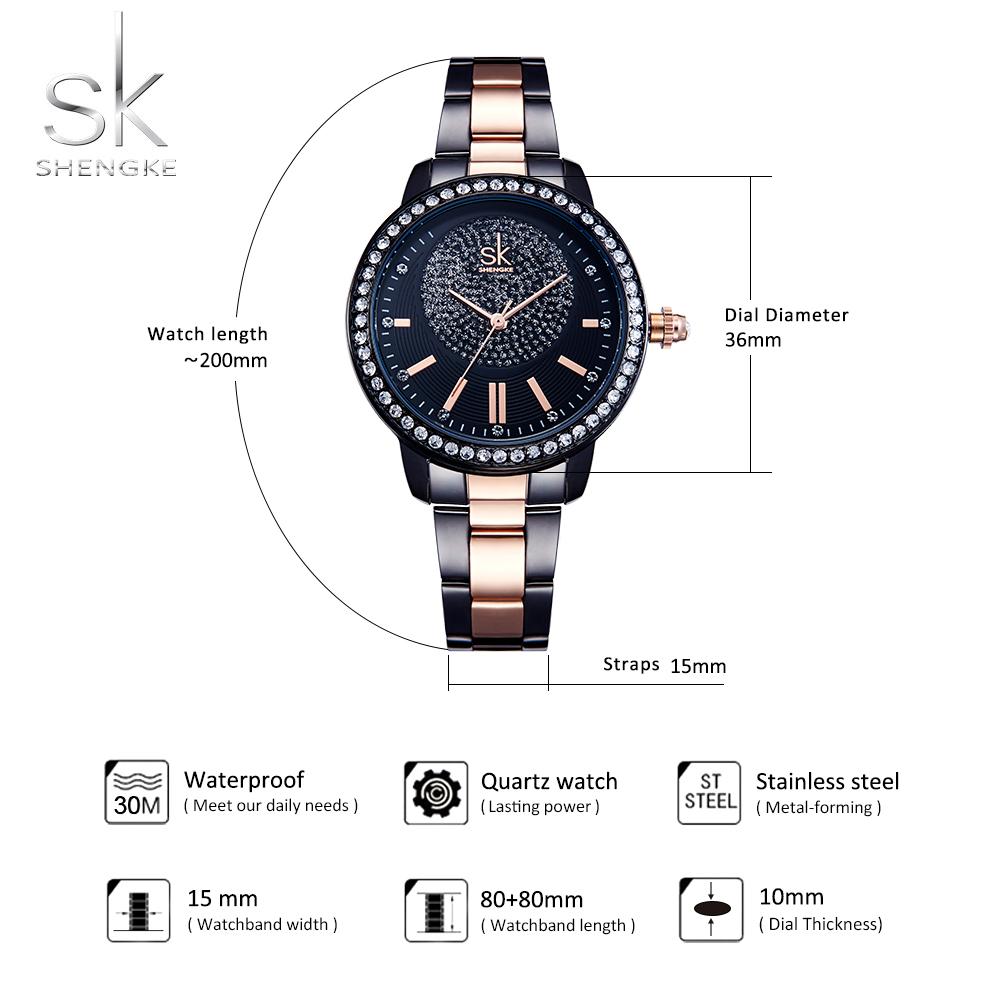 SHENGKE Diamond Women Quartz Watches Ladies Top Brand Crystal Luxury Female Wrist Watch SK Girl Clock Relogio Feminino