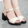 Thick Heeled Sandals Women's Summer Single Strap Waterproof Platform Thick Soled Shoes White Oversized Women's Shoes