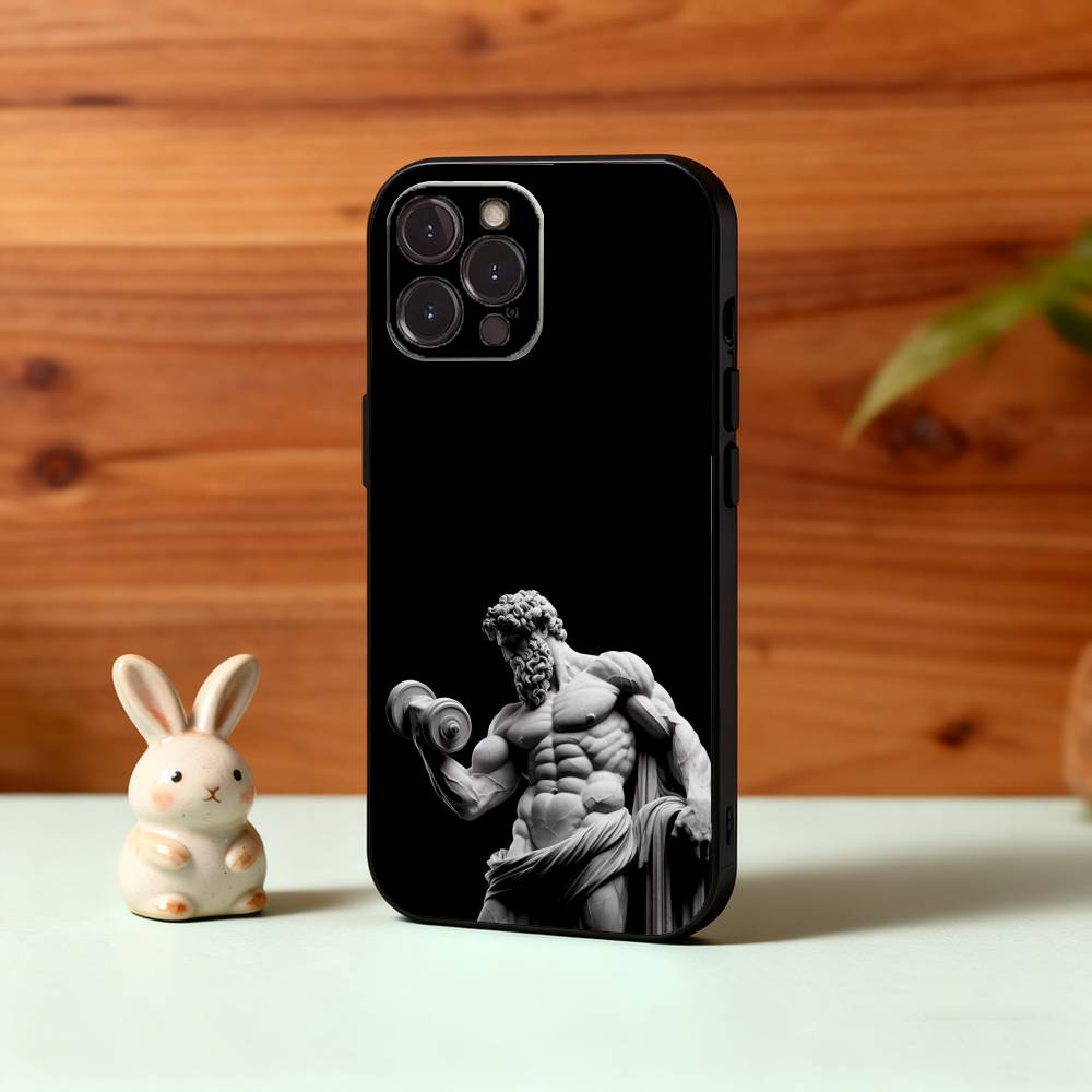 Статуя Греческой Мифологии Фитнес ГИМ Чехол для Телефона Для iPhone17,16,15,14,13,12,Plus,Pro Max, 5G Другие Мягкий Черный Чехол