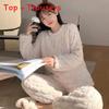 Women Pajama Set For Women With Thick Warmth And Solid Color For Home And Lounge Use