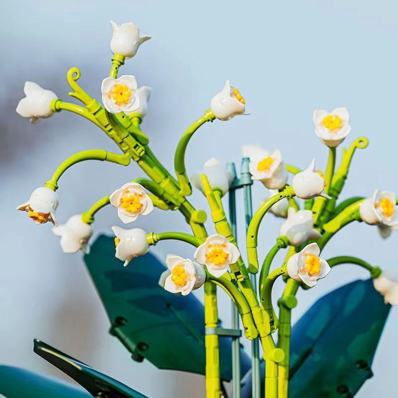 Non-Toxic Potted Flower Bouquet Model Orchid Building Block Flores Convallariae Desktop Decoration Children Gifts Toys For Children 610Pcs