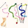 Pet Supplies Colorful Plush Strips Cat Teasing Stick Bell Decompression Interactive Cat Toys