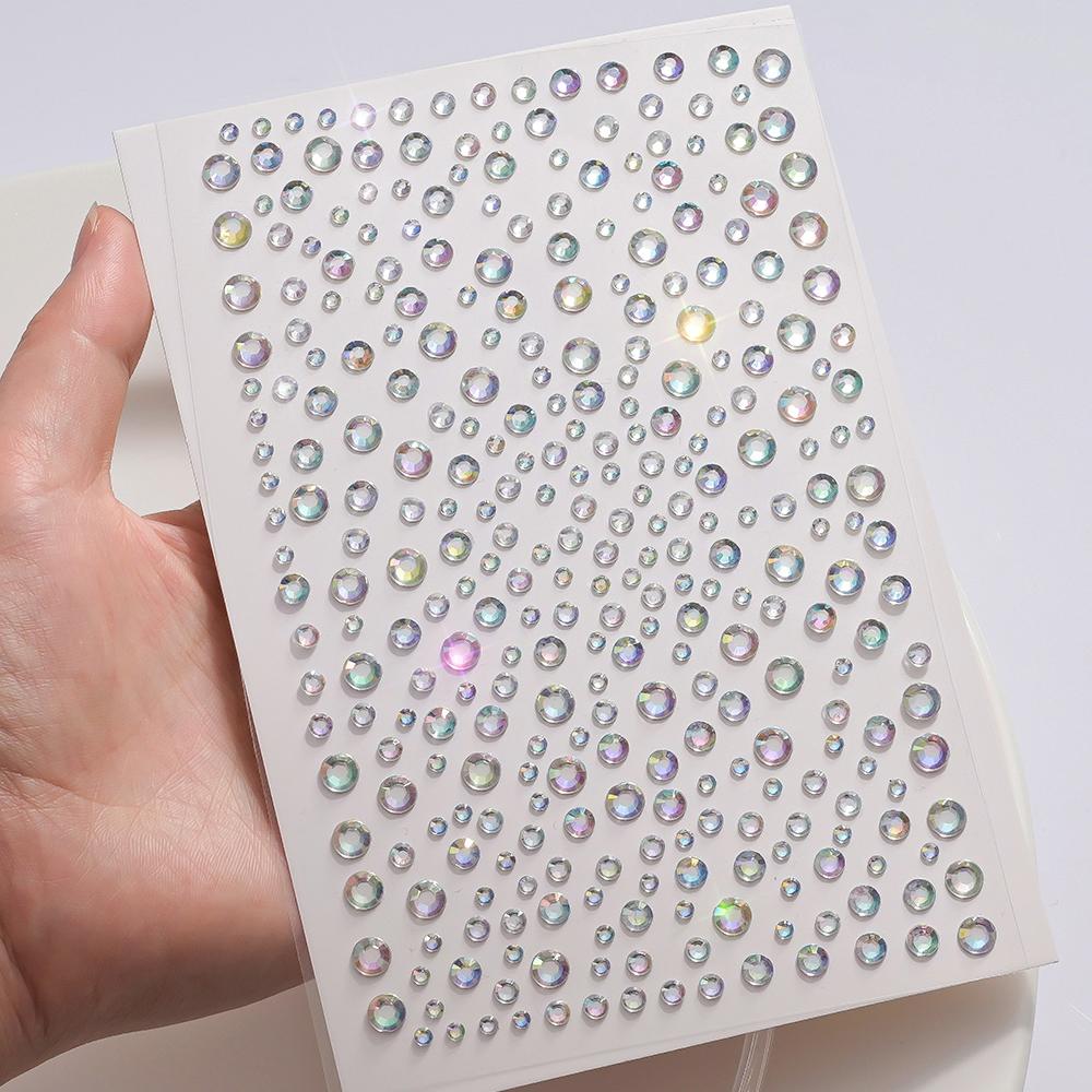3D Round White Pearl Rhinestones Face Gem Stickers 3/4/5mm Mixed Self-adhesive Pearl Beads Jewel Face,Body,Nail,Hair Decoration