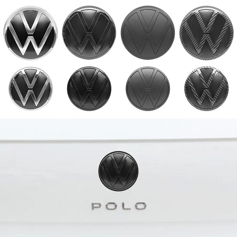 2Pcs ABS VW 139mm 110mm Car Front Logo Grille Badge Trunk Badge For Volkswagen Polo 6 2019 2020 2021 2022 2023 2024 Accessories