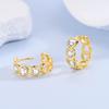 Earring S925 Silver Golden White Heart Women Hollowed-out Heart Earrings Anniversary Gift Delicate Jewelry