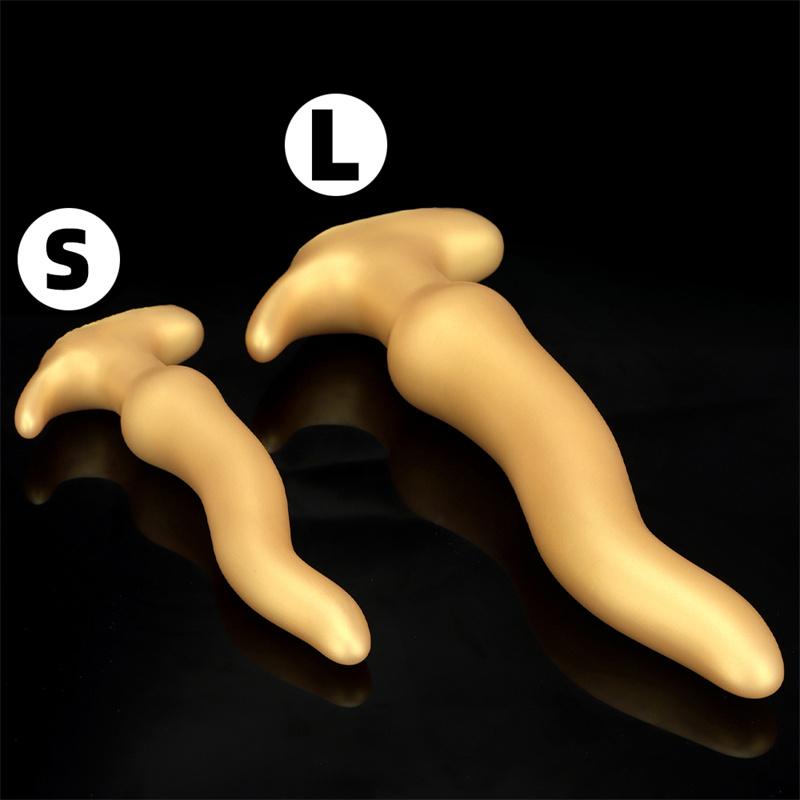Золотые силиконовые анальные пробки для жопы, удлиненные, глубокие анальные пробки, расширенный анальный клуб, женская мастурбация