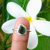 925 Sterling Silver Raw Emerald Tourmaline Gemstone Ring Sz 7.5 Wedding Gift