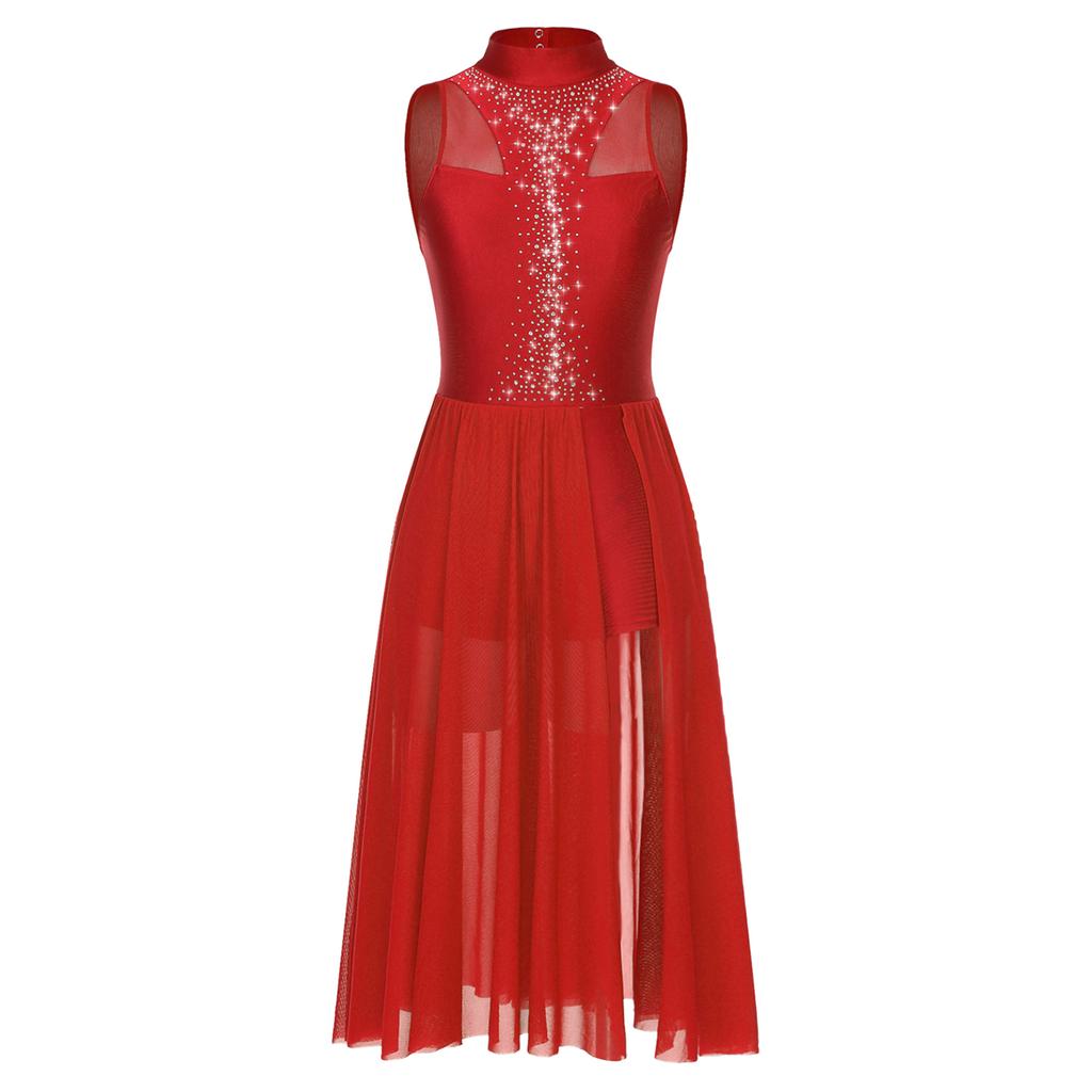 Женское асимметричное балетное платье со стразами, лирические современные танцевальные костюмы, сценическое трико, платье