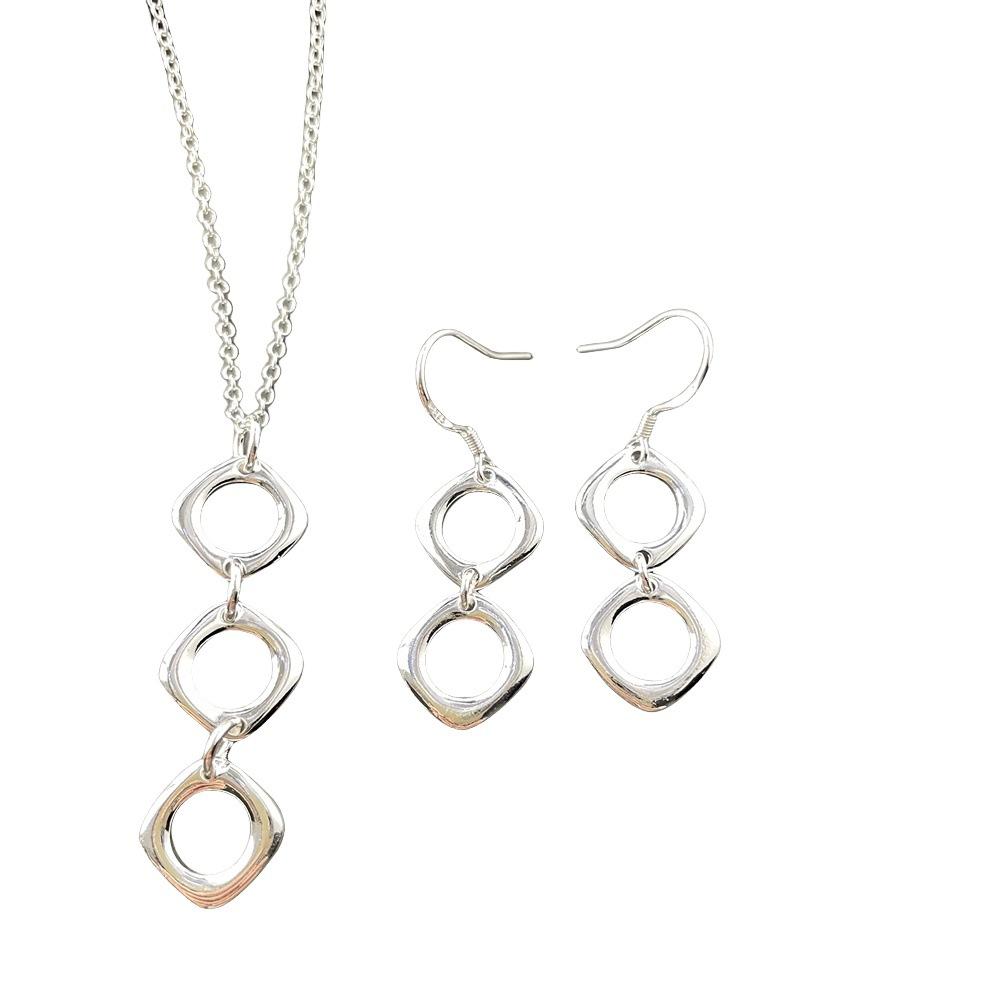 Ювелирные изделия Диагональный квадратный комплект ожерелья и серег T130